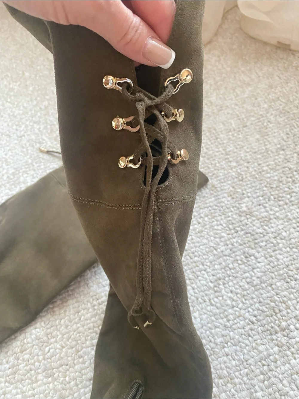Ivanka Trump Sz 36/6 Olive Green Suede Over-the-Knee Boots